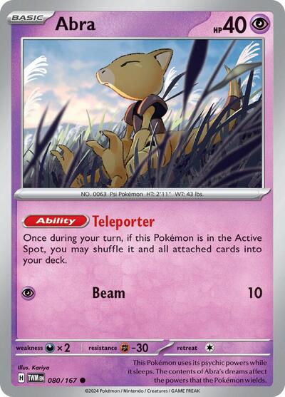 Abra (SV06: Twilight Masquerade) Near Mint Reverse Holofoil - for just $0.20! 