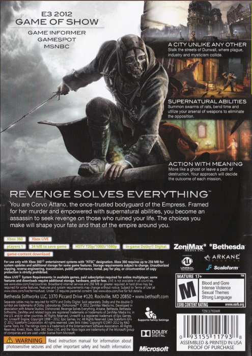 Dishonored [Platinum Hits] — Xbox 360 (X360) - for just $4.99! 