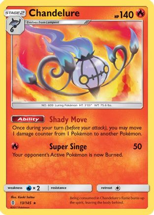 Chandelure 013/145 - SM  Guardians Rising Reverse Holofoil - for just $0.21! 
