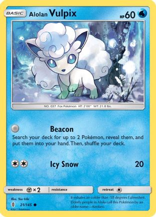 Alolan Vulpix 021/145 - SM  Guardians Rising - for just $0.33! 