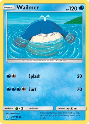 Wailmer 029/145 - SM  Guardians Rising Reverse Holofoil - for just $0.18! 