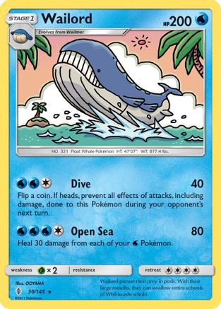 Wailord 030/145 - SM  Guardians Rising Reverse Holofoil - for just $0.48! 