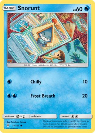Snorunt 031/145 - SM  Guardians Rising Reverse Holofoil - for just $0.22! 