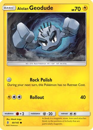 Alolan Geodude 040/145 - SM  Guardians Rising Reverse Holofoil - for just $0.13! 