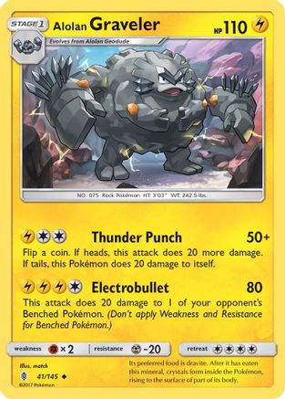 Alolan Graveler 041/145 - SM  Guardians Rising Reverse Holofoil - for just $0.13! 