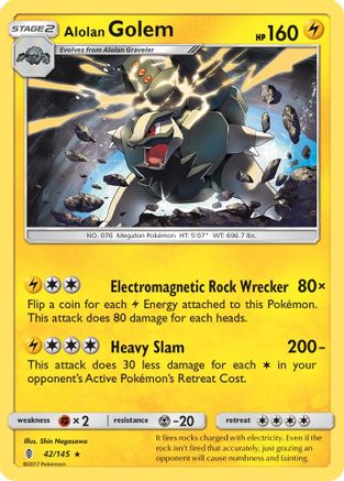 Alolan Golem 042/145 - SM  Guardians Rising Reverse Holofoil - for just $0.25! 