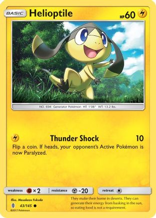 Helioptile 043/145 - SM  Guardians Rising Reverse Holofoil - for just $0.13! 