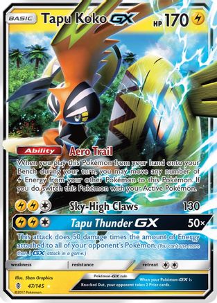 Tapu Koko GX 047/145 - SM  Guardians Rising Holofoil - for just $0.80! 
