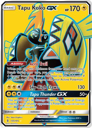 Tapu Koko GX (Full Art) 135/145 - SM  Guardians Rising Holofoil - for just $1.62! 