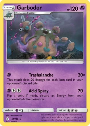 Garbodor 051/145 - SM  Guardians Rising Reverse Holofoil - for just $0.25! 