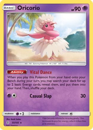 Oricorio 055/145 - SM  Guardians Rising Reverse Holofoil - for just $0.13! 