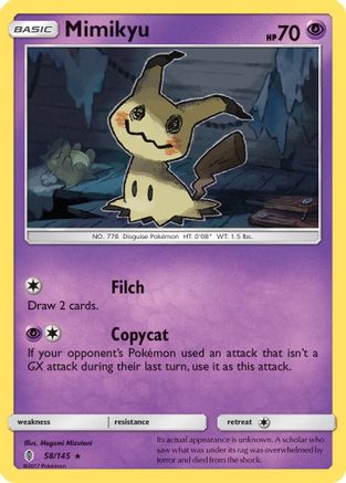 Mimikyu 058/145 - SM  Guardians Rising Reverse Holofoil - for just $3.10! 