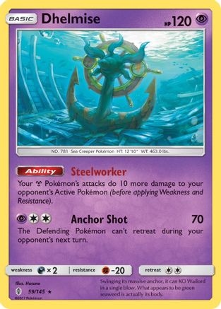 Dhelmise 059/145 - SM  Guardians Rising Holofoil - for just $0.21! 