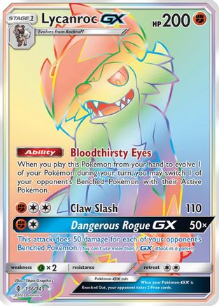 Lycanroc GX (Secret) 156/145 - SM  Guardians Rising Holofoil - for just $6.66! 