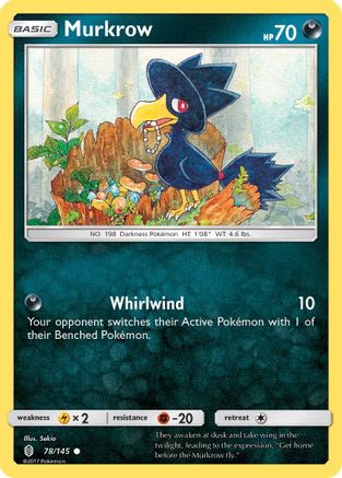 Murkrow 078/145 - SM  Guardians Rising Reverse Holofoil - for just $0.18! 