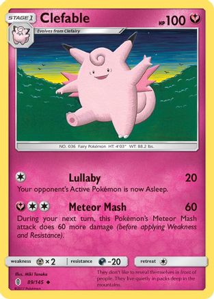 Clefable 089/145 - SM  Guardians Rising Reverse Holofoil - for just $0.23! 