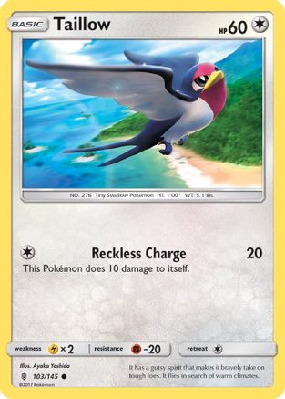 Taillow 103/145 - SM  Guardians Rising Reverse Holofoil - for just $0.14! 