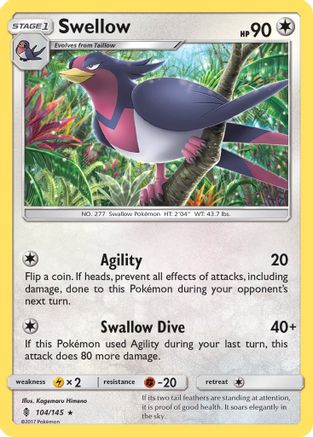 Swellow 104/145 - SM  Guardians Rising Reverse Holofoil - for just $0.13! 
