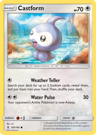 Castform 105/145 - SM  Guardians Rising Reverse Holofoil - for just $0.05! 