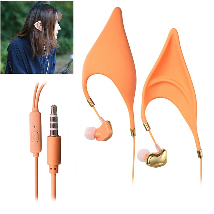 Cute Cartoon Earphone In Ear Headphones With Mic 3.5mm Wired Gaming Headset Cosplay Elf Ears Earphones Best Gift For Girls Kids - for just $38.44! 