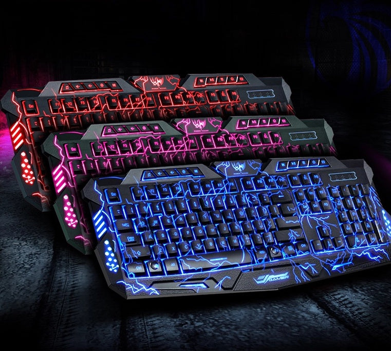 J10 tricolor backlight wired gaming keyboard set colorful luminous gaming - for just $11.80! 