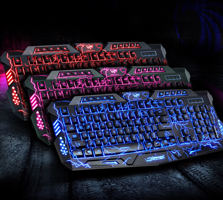 J10 tricolor backlight wired gaming keyboard set colorful luminous gaming mouse keyboard Russian keyboard - for just $13.76! 