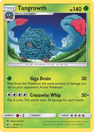 Tangrowth 008/147 - SM  Burning Shadows Reverse Holofoil - for just $0.13! 