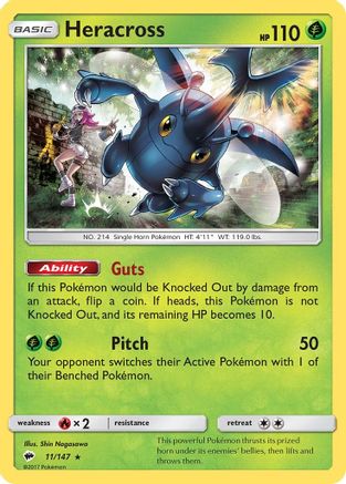 Heracross 011/147 - SM  Burning Shadows Reverse Holofoil - for just $0.23! 