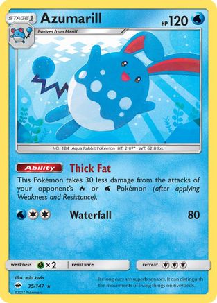 Azumarill 035/147 - SM  Burning Shadows - for just $0.13! 