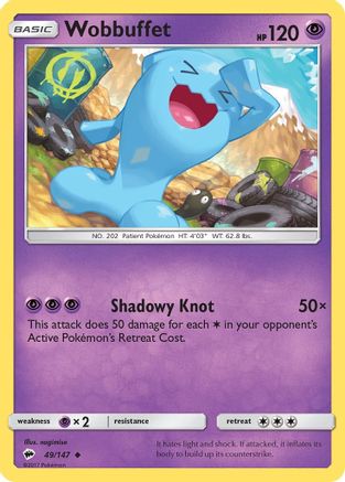 Wobbuffet 049/147 - SM  Burning Shadows Reverse Holofoil - for just $0.23! 