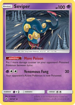 Seviper 050/147 - SM  Burning Shadows Reverse Holofoil - for just $0.13! 