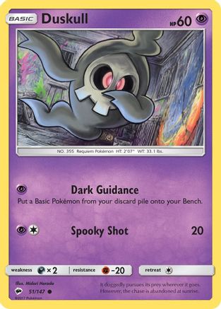 Duskull 051/147 - SM  Burning Shadows Reverse Holofoil - for just $0.15! 