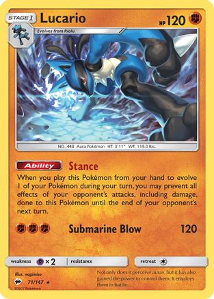 Lucario 071/147 - SM  Burning Shadows Reverse Holofoil - for just $0.59! 