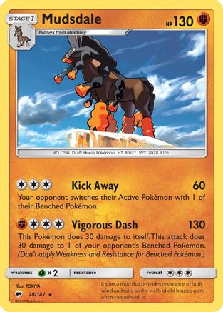 Mudsdale 078/147 - SM  Burning Shadows Reverse Holofoil - for just $0.18! 