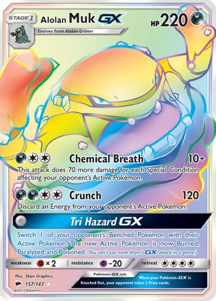 Alolan Muk GX (Secret) 157/147 - SM  Burning Shadows Holofoil - for just $4.60! 