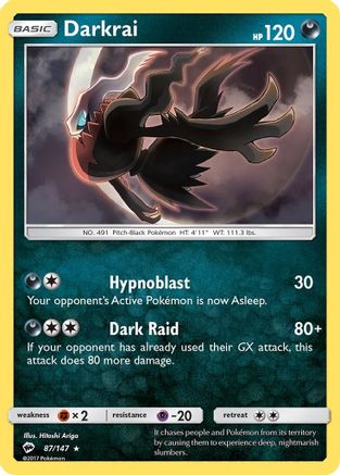 Darkrai 087/147 - SM  Burning Shadows Reverse Holofoil - for just $0.34! 