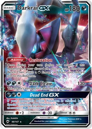 Darkrai GX 088/147 - SM  Burning Shadows Holofoil - for just $1.59! 