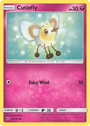 Cutiefly 095/147 - SM  Burning Shadows Reverse Holofoil - for just $0.23! 