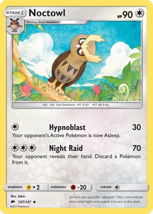 Noctowl 107/147 - SM  Burning Shadows Reverse Holofoil - for just $0.10! 