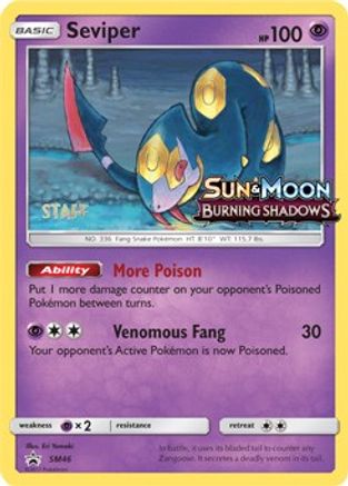 Seviper (Prerelease) [Staff] SM46 - SM Promos Holofoil - for just $5! 