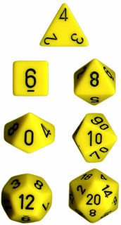 Opaque Polyhedral Yellow/black 7-Die Set - Just $4.25! Shop now at Retro Gaming of Denver