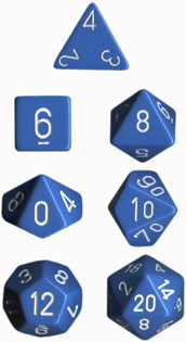 Opaque Polyhedral Light Blue/white 7-Die Set - Just $4! Shop now at Retro Gaming of Denver