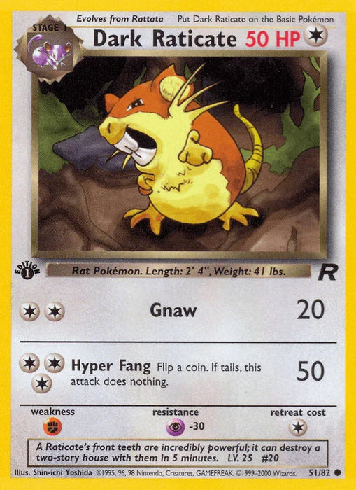 Dark Raticate (51/82) [Team Rocket 1st Edition] - for just $0.35! 