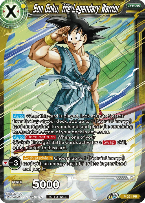Son Goku, the Legendary Warrior (P-291) [Promotion Cards] - for just $0.65! 