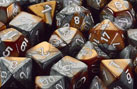 Gemini 1 Polyhedral Copper-Steel w/white 7 Die Set - Just $10! Shop now at Retro Gaming of Denver