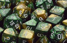 Gemini 1 Polyhedral Gold-Green w/white 7 Die Set - Just $10! Shop now at Retro Gaming of Denver