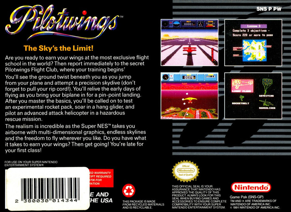 Pilotwings – Super Nintendo Entertainment System (SNES) - for just $12.99! 