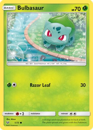 Bulbasaur 001/73 - Shining Legends Reverse Holofoil - for just $1.01! 