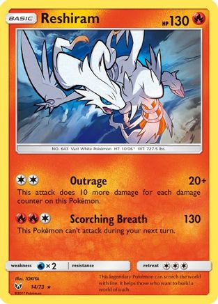 Reshiram 014/73 - Shining Legends Reverse Holofoil - for just $0.10! 