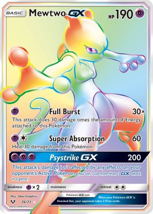 Mewtwo GX (Secret) 076/73 - Shining Legends Holofoil - for just $30.90! 